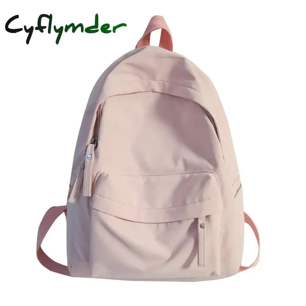 Cyflymder Simple Solid Color Backpack Women Waterproof Nylon School Bags For Teenager Girls Bookbag Lady Travel Backbag