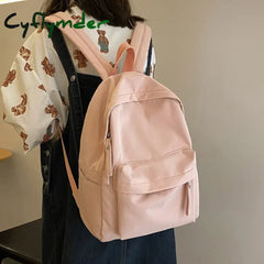 Cyflymder Simple Solid Color Backpack Women Waterproof Nylon School Bags For Teenager Girls Bookbag