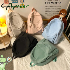Cyflymder Simple Solid Color Backpack Women Waterproof Nylon School Bags For Teenager Girls Bookbag