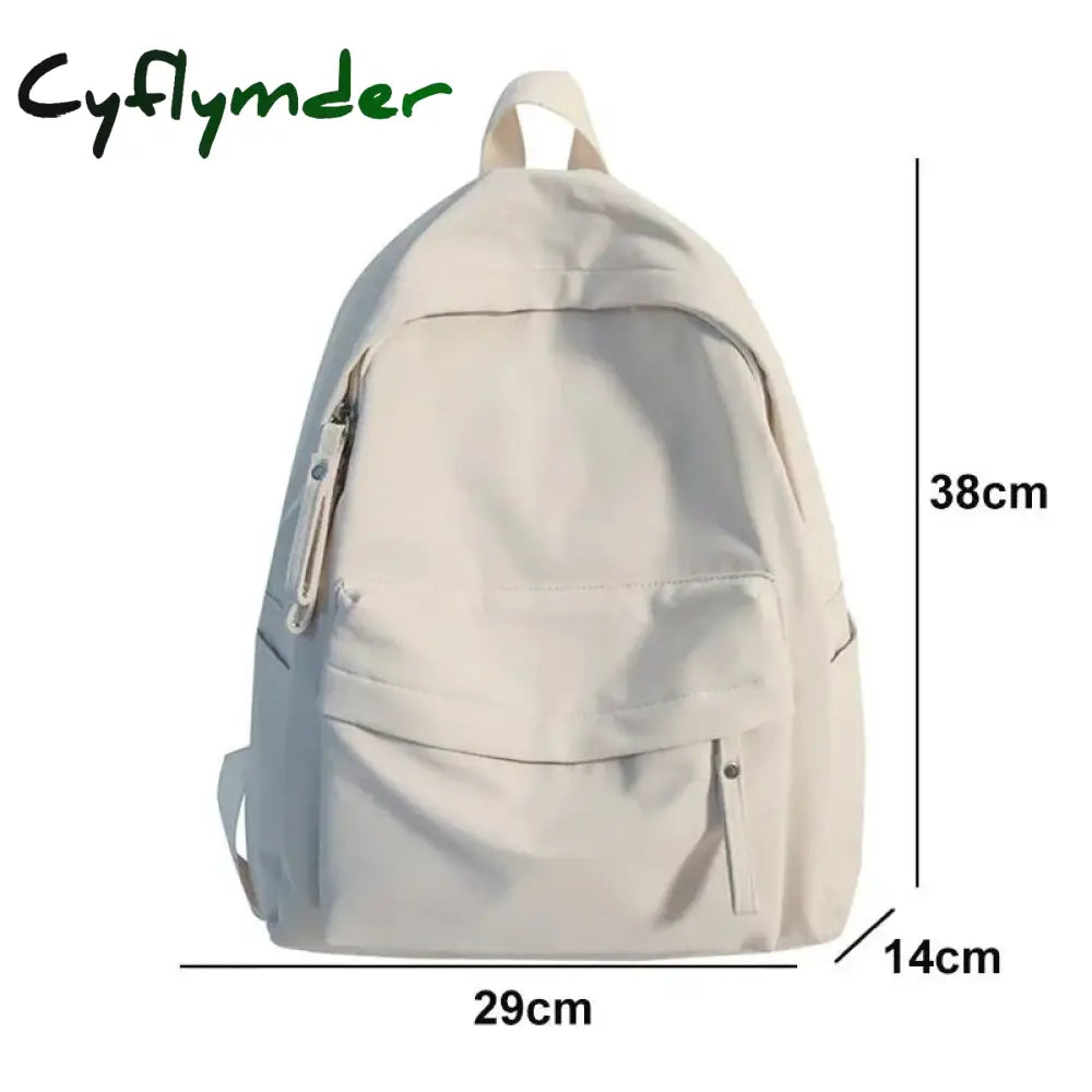 Cyflymder Simple Solid Color Backpack Women Waterproof Nylon School Bags For Teenager Girls Bookbag