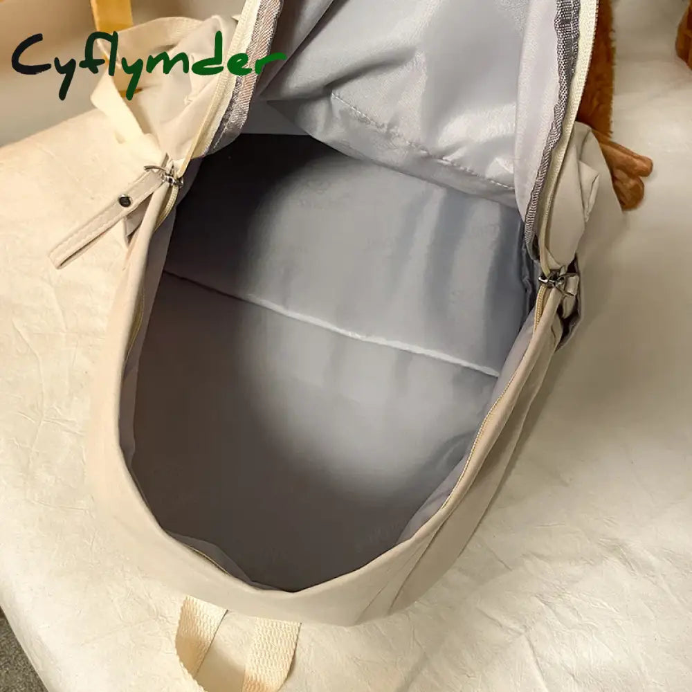 Cyflymder Simple Solid Color Backpack Women Waterproof Nylon School Bags For Teenager Girls Bookbag