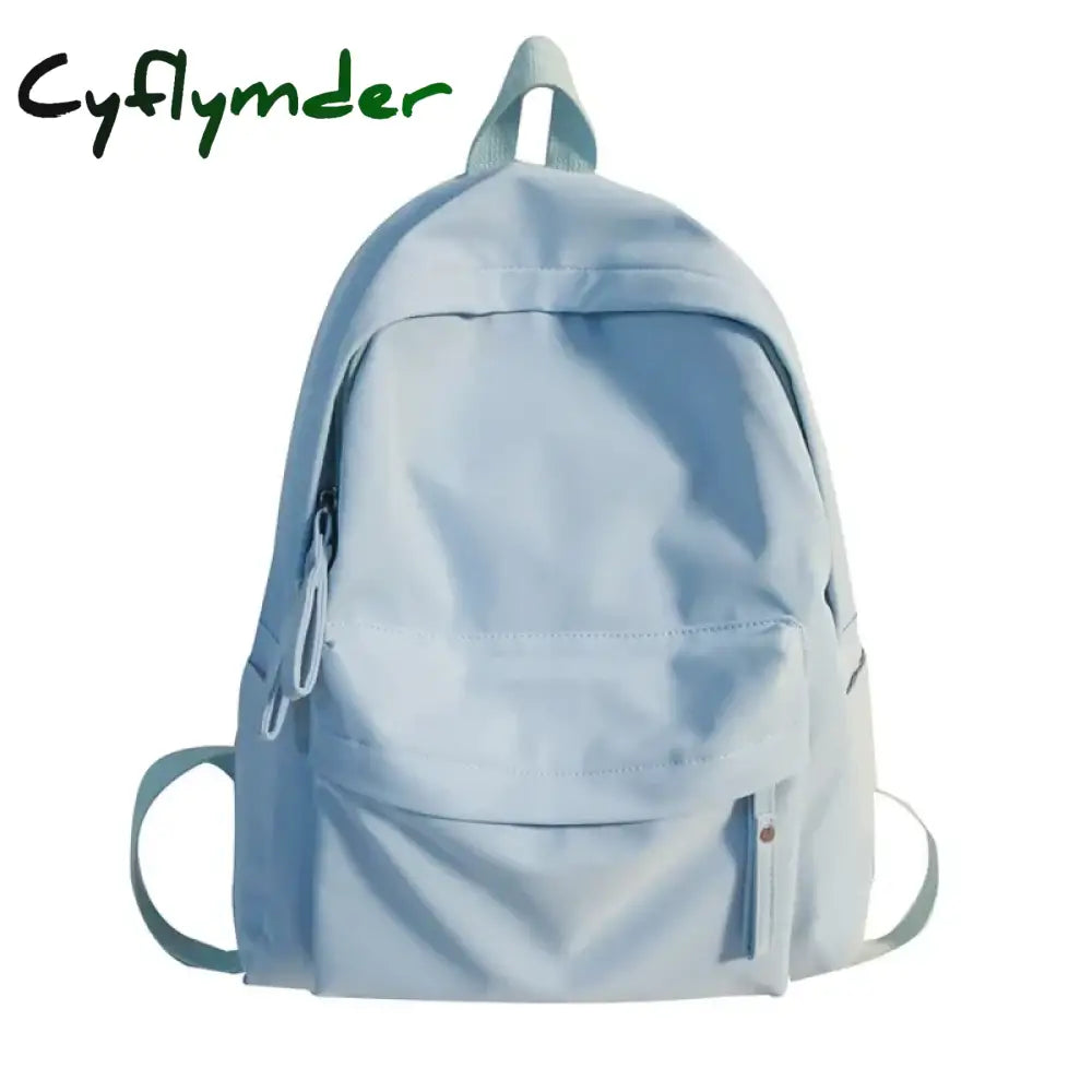 Cyflymder Simple Solid Color Backpack Women Waterproof Nylon School Bags For Teenager Girls Bookbag Lady Travel Backbag