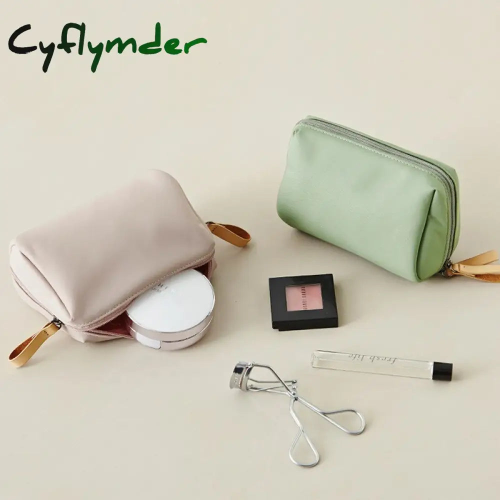 Cyflymder Simple Solid Color Cosmetic Bag For Women New Makeup Pouch Toiletry Waterproof Make Up