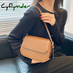 Cyflymder Simple Solid Color Pu Leather Armpit Baguette Crossbody Bag For Women Shoulder Handbags