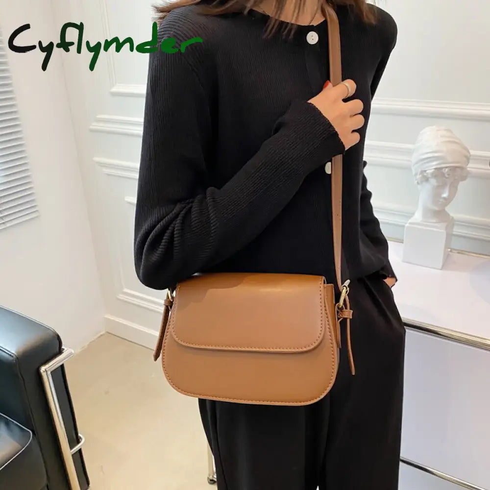 Cyflymder Simple Solid Color Pu Leather Armpit Baguette Crossbody Bag For Women Shoulder Handbags