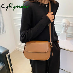 Cyflymder Simple Solid Color Pu Leather Armpit Baguette Crossbody Bag For Women Shoulder Handbags