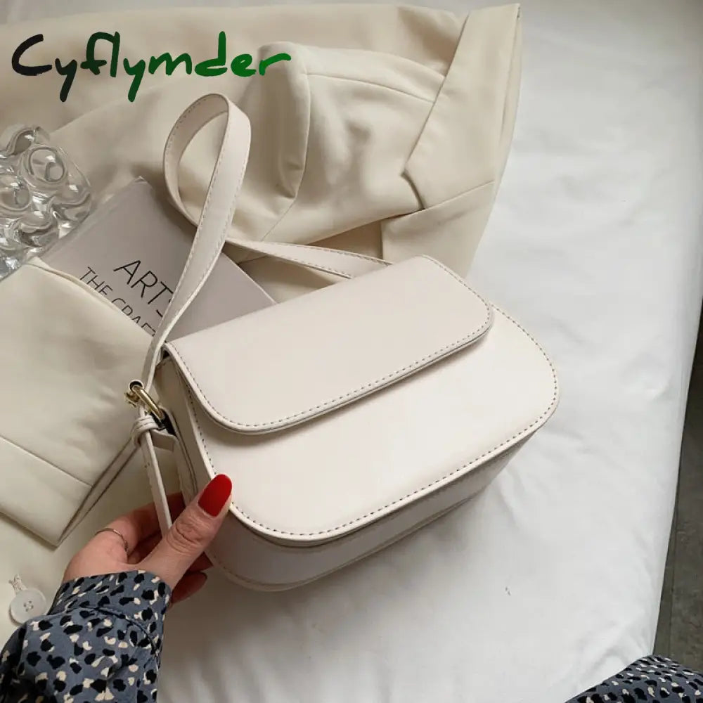 Cyflymder Simple Solid Color Pu Leather Armpit Baguette Crossbody Bag For Women Shoulder Handbags