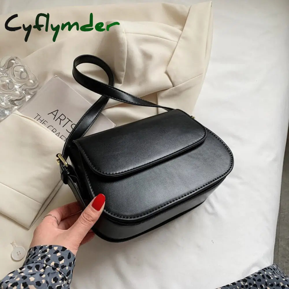 Cyflymder Simple Solid Color Pu Leather Armpit Baguette Crossbody Bag For Women Shoulder Handbags