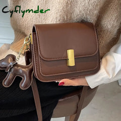 Cyflymder Simple Square Shoulder Bags For Women Pure Color Wild Crossbody Bag Retro Casual Handbags