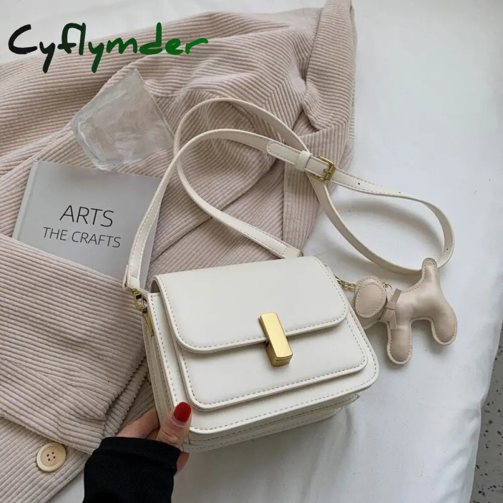 Cyflymder Simple Square Shoulder Bags For Women Pure Color Wild Crossbody Bag Retro Casual Handbags