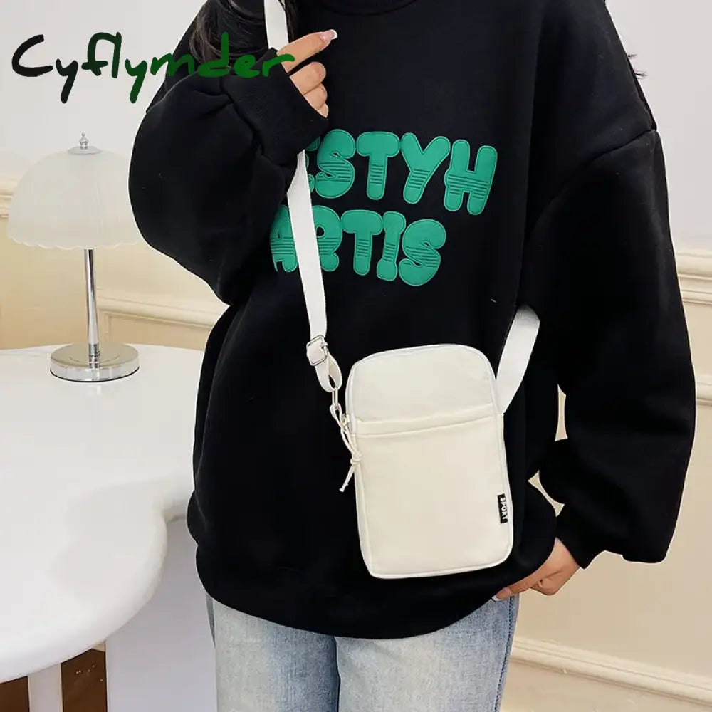 Cyflymder Simple Trendy Macaron Solid Color Shoulder Crossbody Canvas Bag Versatile Fashion Zero