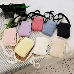 Cyflymder Simple Trendy Macaron Solid Color Shoulder Crossbody Canvas Bag Versatile Fashion Zero