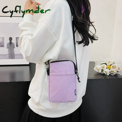 Cyflymder Simple Trendy Macaron Solid Color Shoulder Crossbody Canvas Bag Versatile Fashion Zero