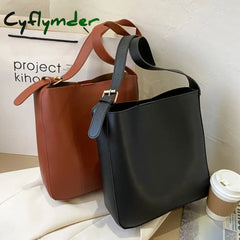 Cyflymder Simple Vintage Pu Leather Composite Bags For Women Casual Large Capacity Messenger Female