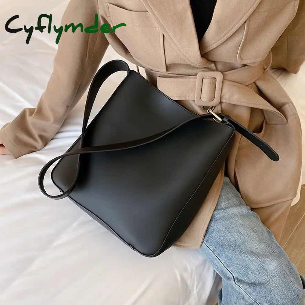 Cyflymder Simple Vintage Pu Leather Composite Bags For Women Casual Large Capacity Messenger Female