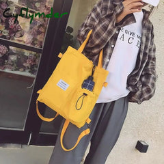 Cyflymder Simple Women Package Print Cute Bear Canvas Bag Handbags Japanese Literary Shoulder