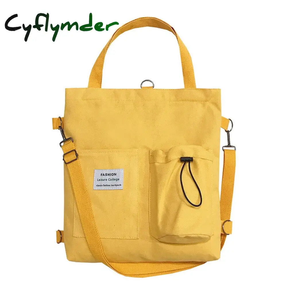 Cyflymder Simple Women Package Print Cute Bear Canvas Bag Handbags Japanese Literary Shoulder