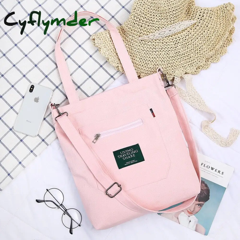 Cyflymder Simple Women Package Print Cute Bear Canvas Bag Handbags Japanese Literary Shoulder