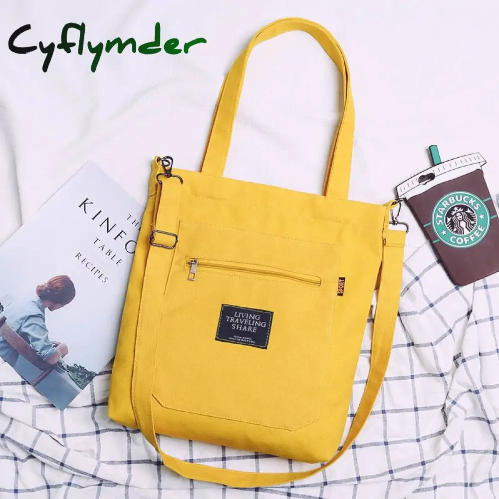 Cyflymder Simple Women Package Print Cute Bear Canvas Bag Handbags Japanese Literary Shoulder