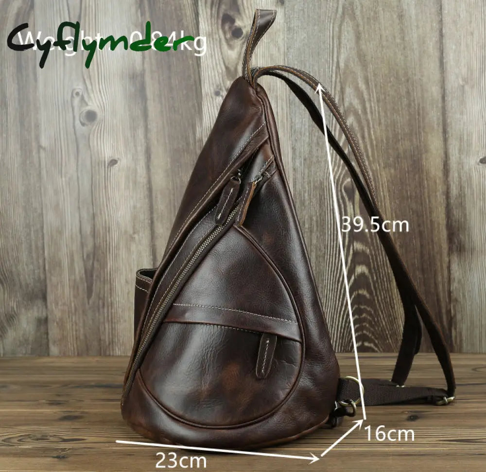 Cyflymder Single Shoulder Bagpack Genuine Leather Chest Bag Outdoor Riding Packs For Biker Men Male