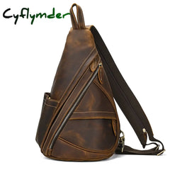 Cyflymder Single Shoulder Bagpack Genuine Leather Chest Bag Outdoor Riding Packs For Biker Men Male