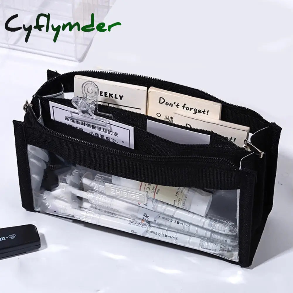 Cyflymder Six Layers Large Capacity Pencil Bag Stationery Supplies Aesthetic Transparent Pen Case