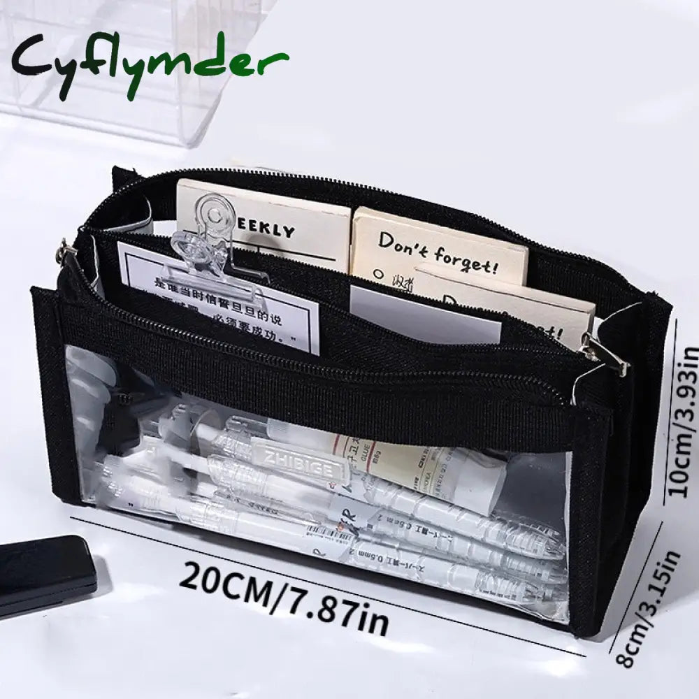 Cyflymder Six Layers Large Capacity Pencil Bag Stationery Supplies Aesthetic Transparent Pen Case