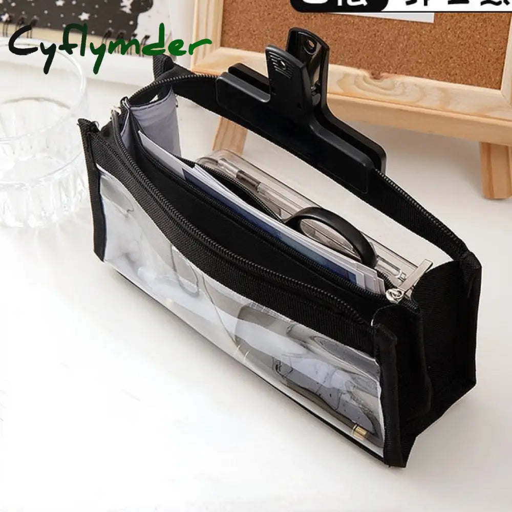 Cyflymder Six Layers Large Capacity Pencil Bag Stationery Supplies Aesthetic Transparent Pen Case