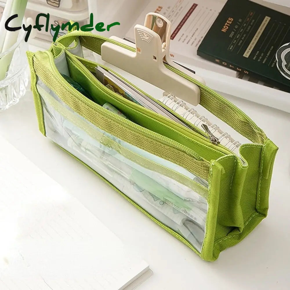 Cyflymder Six Layers Large Capacity Pencil Bag Stationery Supplies Aesthetic Transparent Pen Case