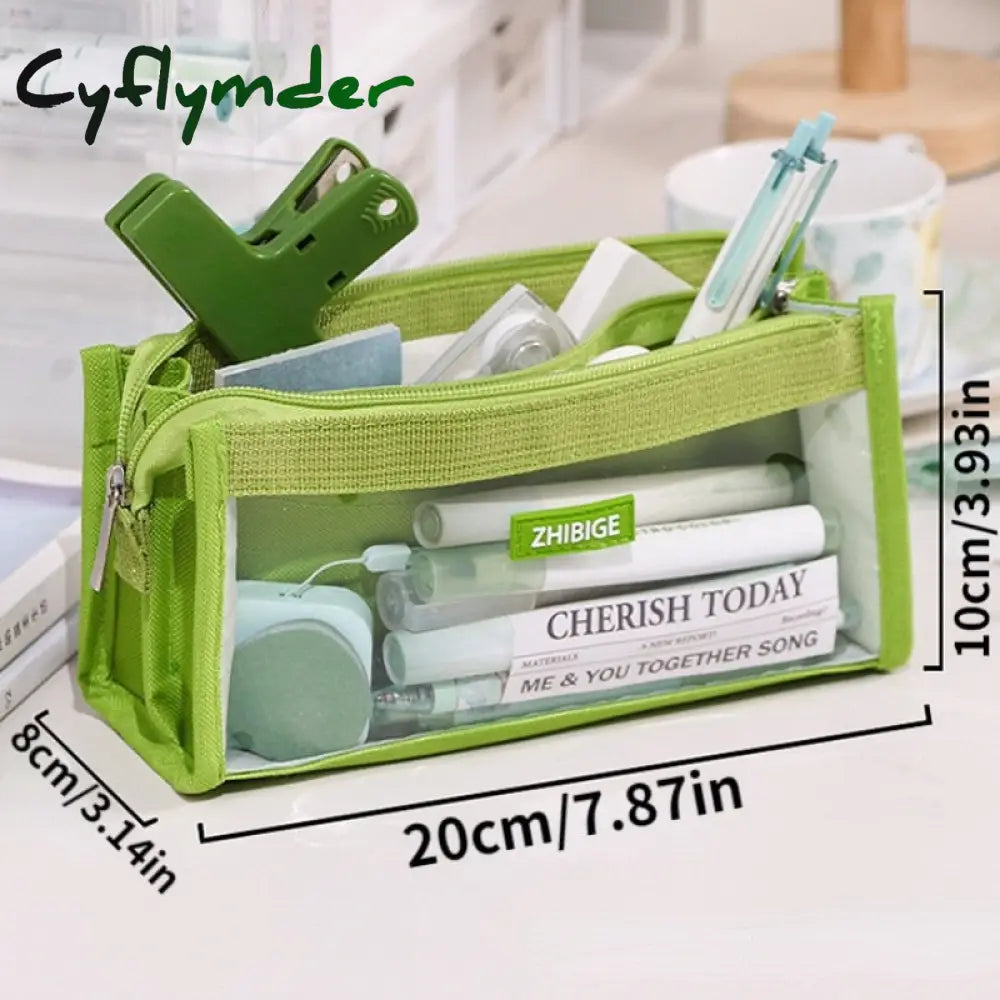 Cyflymder Six Layers Large Capacity Pencil Bag Stationery Supplies Aesthetic Transparent Pen Case