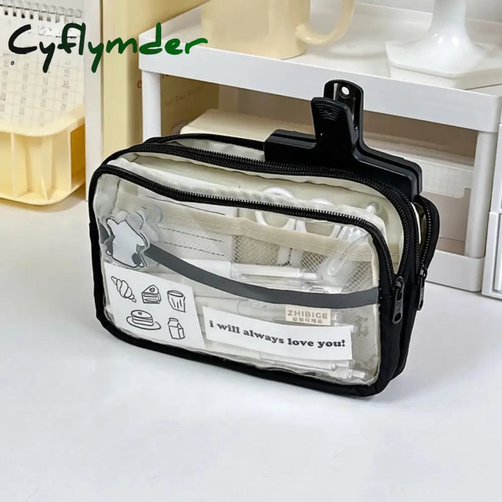 Cyflymder Six Layers Large Capacity Pencil Bag Stationery Supplies Aesthetic Transparent Pen Case