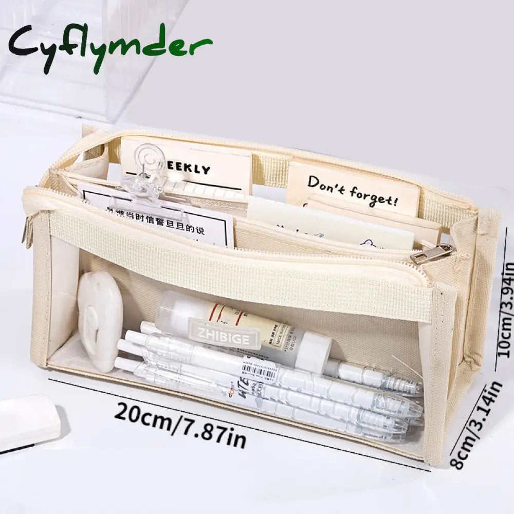 Cyflymder Six Layers Large Capacity Pencil Bag Stationery Supplies Aesthetic Transparent Pen Case