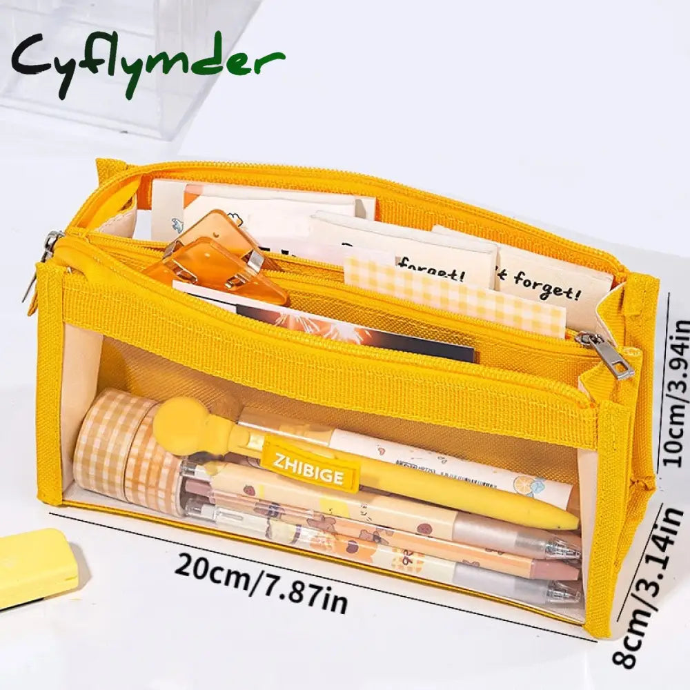 Cyflymder Six Layers Large Capacity Pencil Bag Stationery Supplies Aesthetic Transparent Pen Case