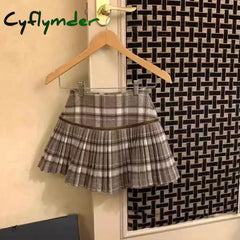 Cyflymder skirt outfits winter Japanese Style Retro Spicy Girl Plaid Pleated Skirt Autumn Winter College Style Woolen