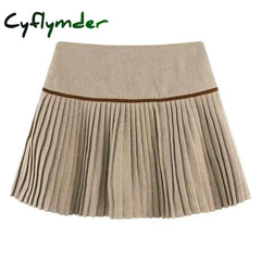 Cyflymder skirt outfits winter Japanese Style Retro Spicy Girl Plaid Pleated Skirt Autumn Winter College Style Woolen