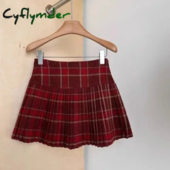Cyflymder skirt outfits winter Japanese Style Retro Spicy Girl Plaid Pleated Skirt Autumn Winter College Style Woolen