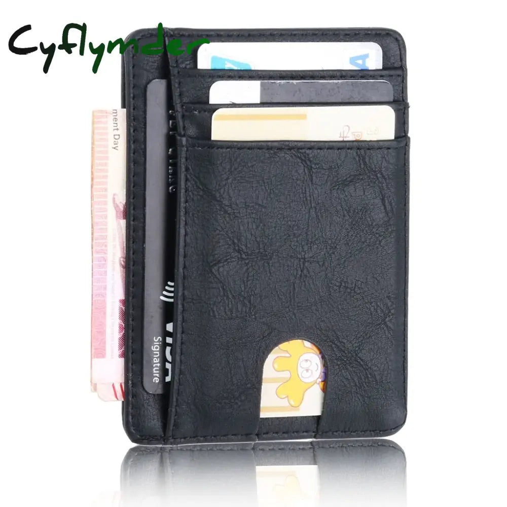 Cyflymder Slim Rfid Blocking Leather Wallet Credit Id Card Holder Purse Money Case For Men Women