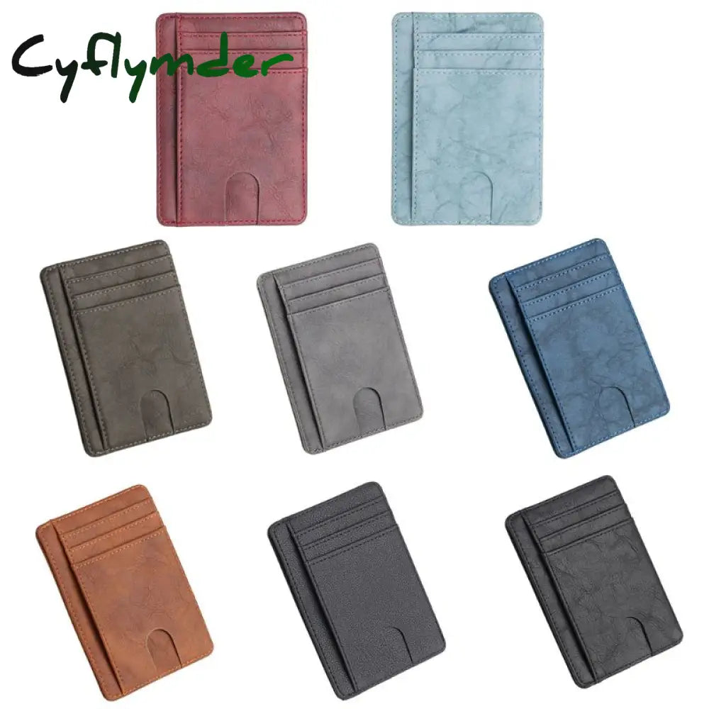 Cyflymder Slim Rfid Blocking Leather Wallet Credit Id Card Holder Purse Money Case For Men Women