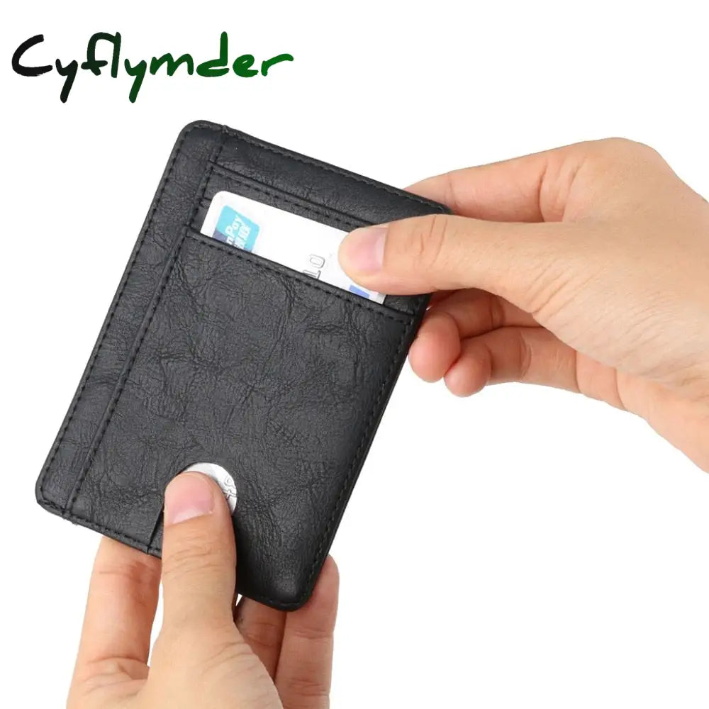 Cyflymder Slim Rfid Blocking Leather Wallet Credit Id Card Holder Purse Money Case For Men Women