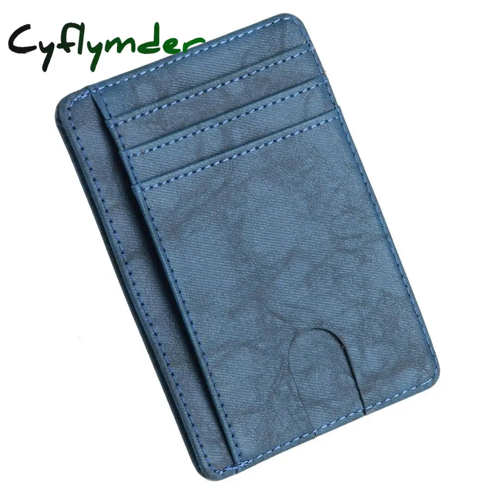 Cyflymder Slim Rfid Blocking Leather Wallet Credit Id Card Holder Purse Money Case For Men Women