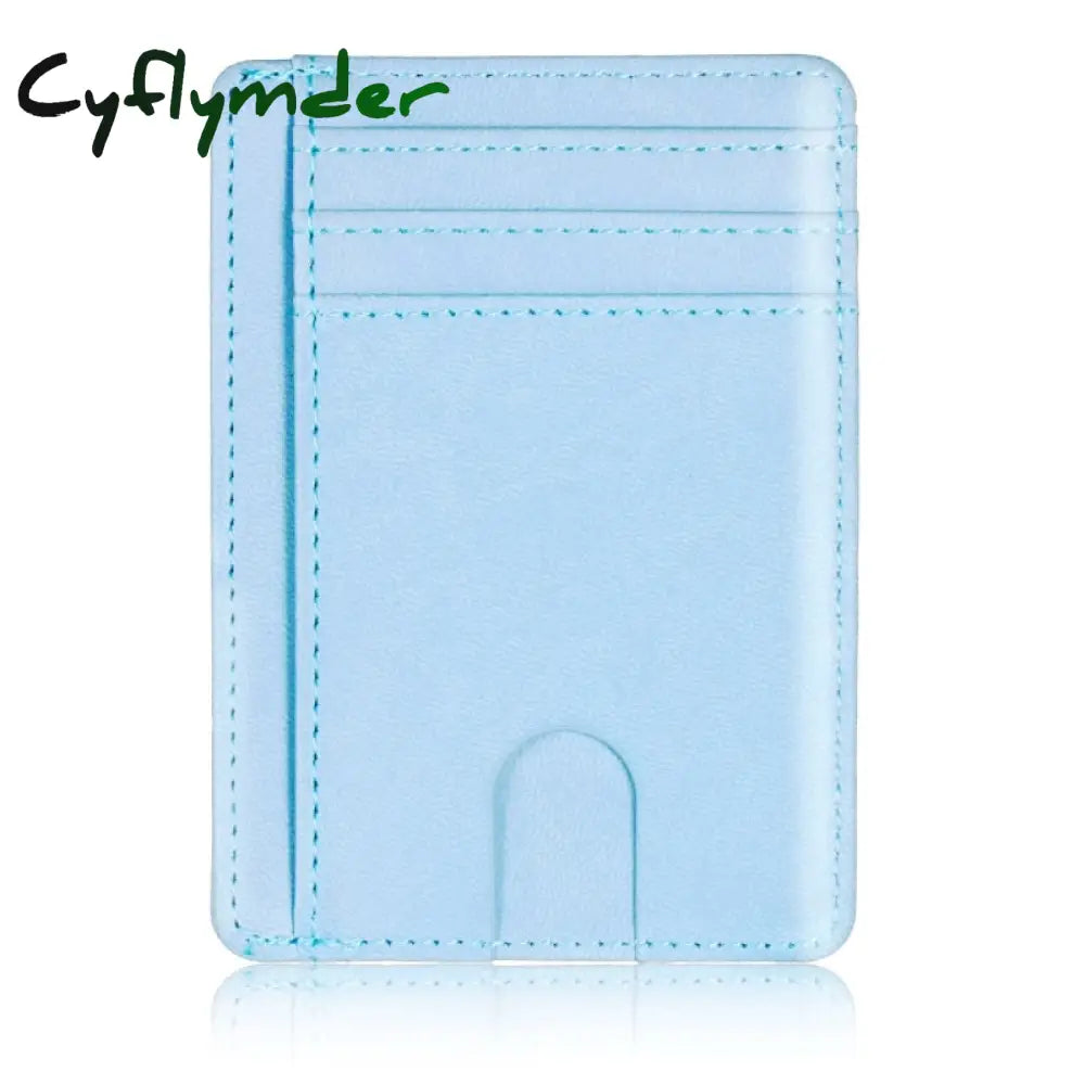 Cyflymder Slim Rfid Blocking Leather Wallet Credit Id Card Holder Purse Money Case For Men Women