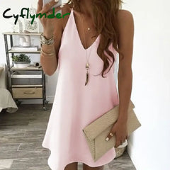 Cyflymder Sling Elegant Women Fashion Midi Dress Ladies Chiffon Irregular Sleeveless Femme Vestidos