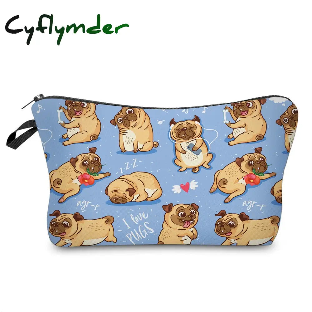 Cyflymder Sloth Abstract Art Cosmetic Bag Waterproof Printing Swanky Turtle Leaf Toilet Custom