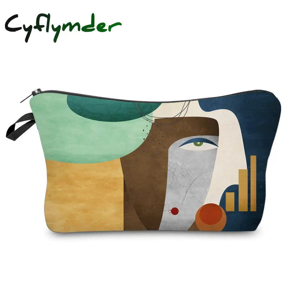 Cyflymder Sloth Abstract Art Cosmetic Bag Waterproof Printing Swanky Turtle Leaf Toilet Custom