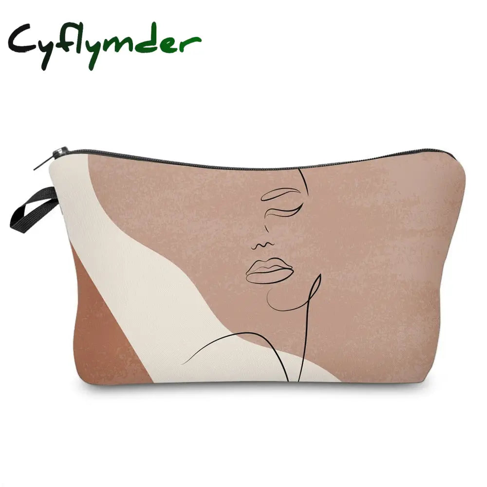 Cyflymder Sloth Abstract Art Cosmetic Bag Waterproof Printing Swanky Turtle Leaf Toilet Custom