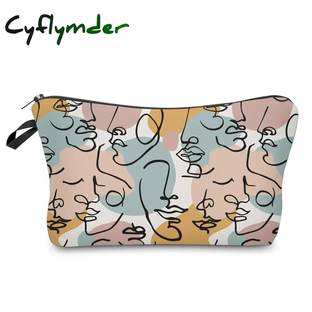 Cyflymder Sloth Abstract Art Cosmetic Bag Waterproof Printing Swanky Turtle Leaf Toilet Custom