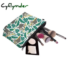 Cyflymder Sloth Abstract Art Cosmetic Bag Waterproof Printing Swanky Turtle Leaf Toilet Custom