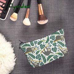 Cyflymder Sloth Abstract Art Cosmetic Bag Waterproof Printing Swanky Turtle Leaf Toilet Custom