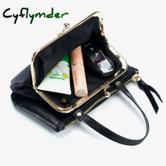Cyflymder Small Coin Purse For Women Genuine Cow Leather Ladies Vintage Shoulder Bag Large Capacity