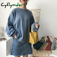 Cyflymder Small Corduroy Lunch Bag For Women Eco Canvas Portable Tote Bags Mini Female Students